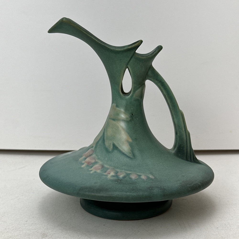 Vintage Roseville Bleeding Heart Ewer Blue 1940 Art Pottery Ceramic 963-6 *Chip*